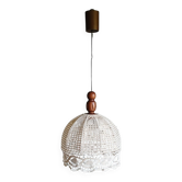 Suspension lampshade with hook and solid wood, Germany circa 1970.