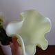 Vintage 1960s murano glass handkerchief vase, yellow and white speckled