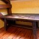 Table rustique en bois massif sculpté — Style savoyard / art populai