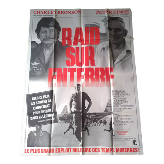 Affiche de cinéma originale année 1977 pliée : raid sur entebbe  charles bronson