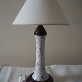 Extra bedside table lamp in earthenware and wooden base