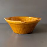 Antique handcrafted terracotta tian with yellow glaze – Occitanie