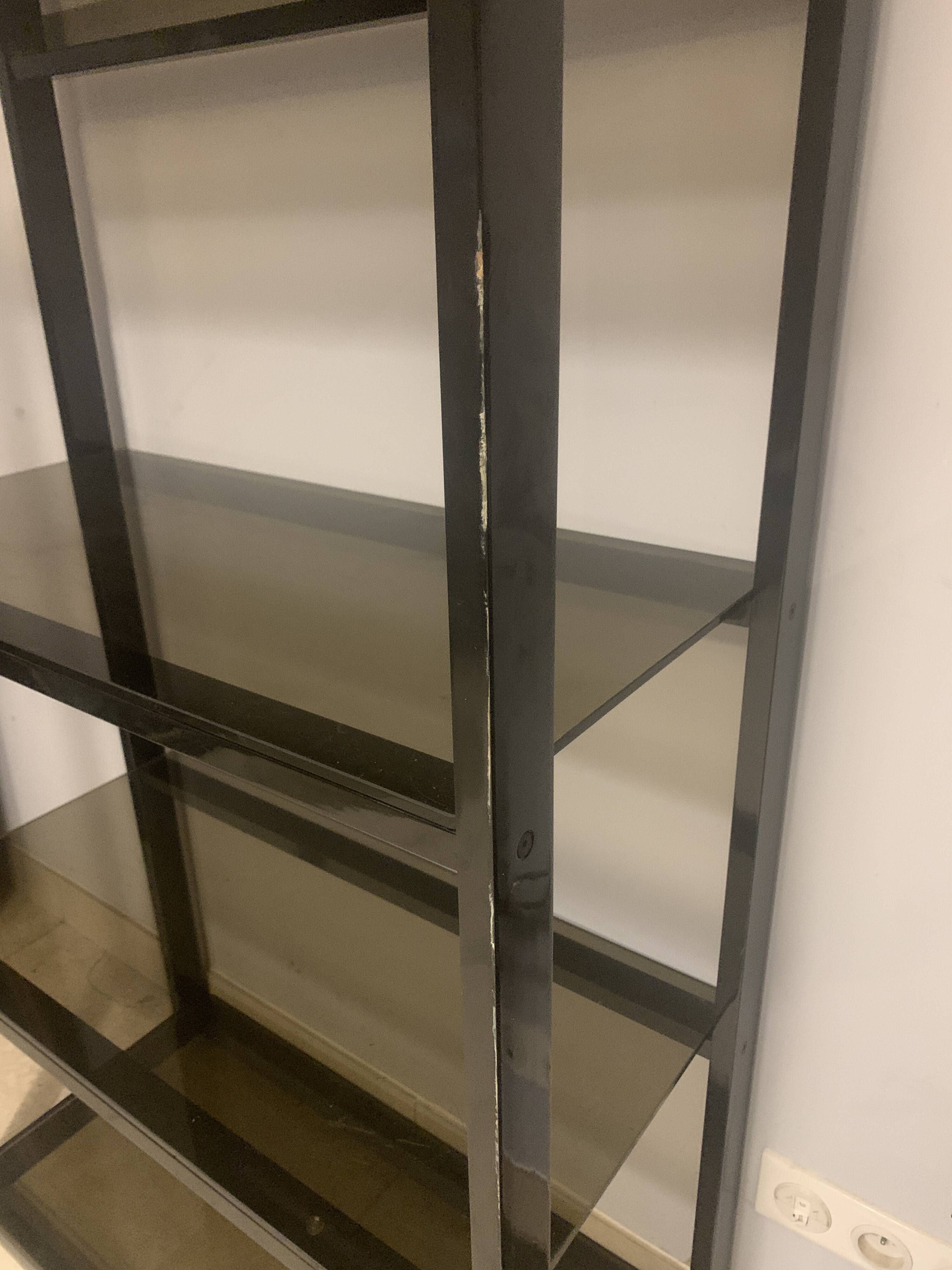 Chrome metal and opaque glass shelf 20th century