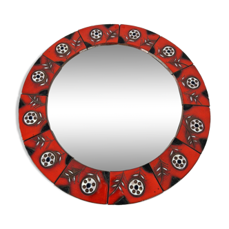 Round mirror (51cm) in vintage ceramic 1960