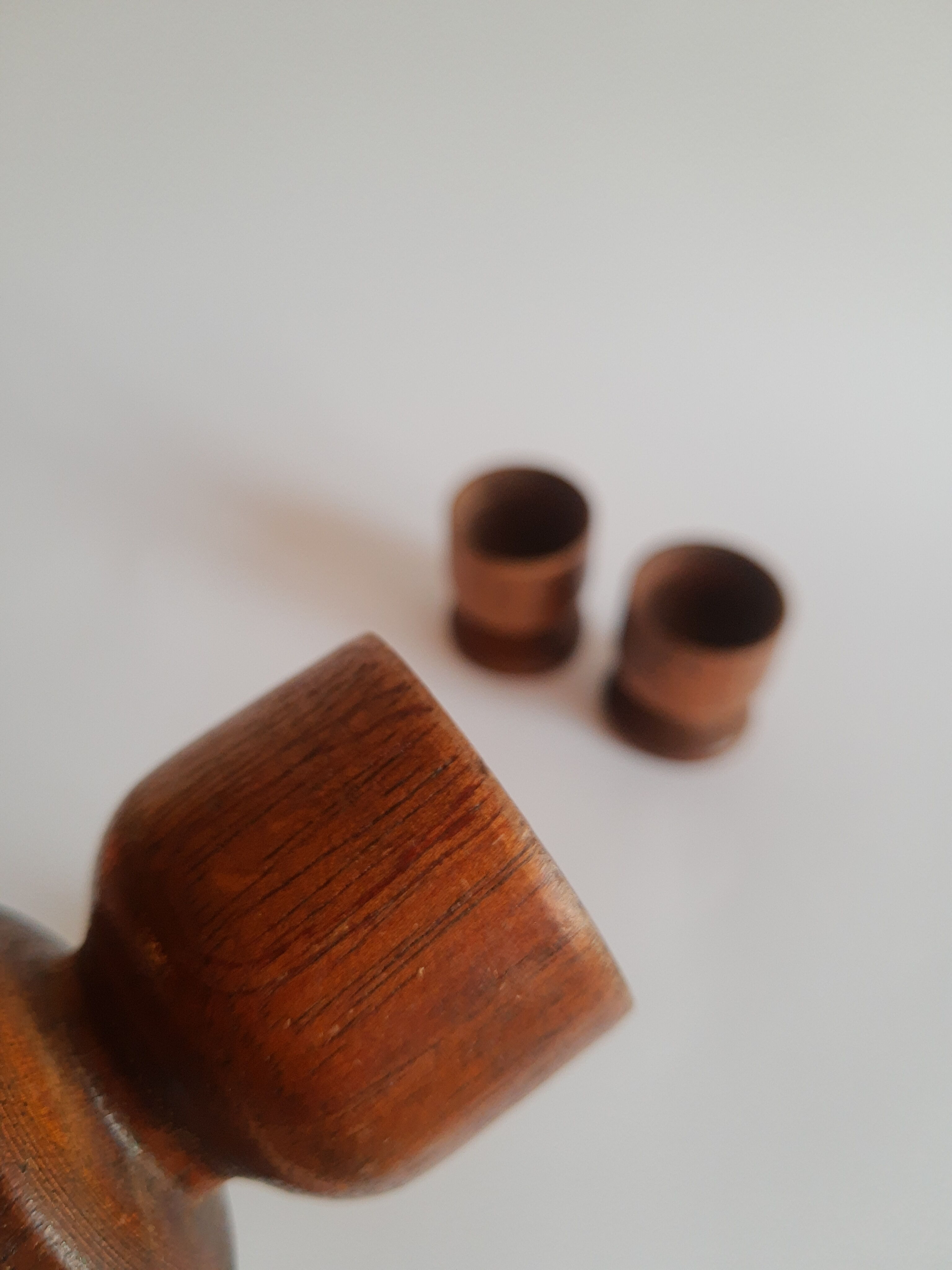 Set of 3 vintage wooden egg cups
