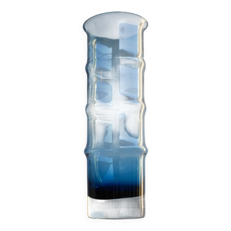 Mid-Century Modern Scandinavian Large Blue Bamboo Glass, Åseda Sweden