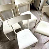 4 beige metal garden chairs