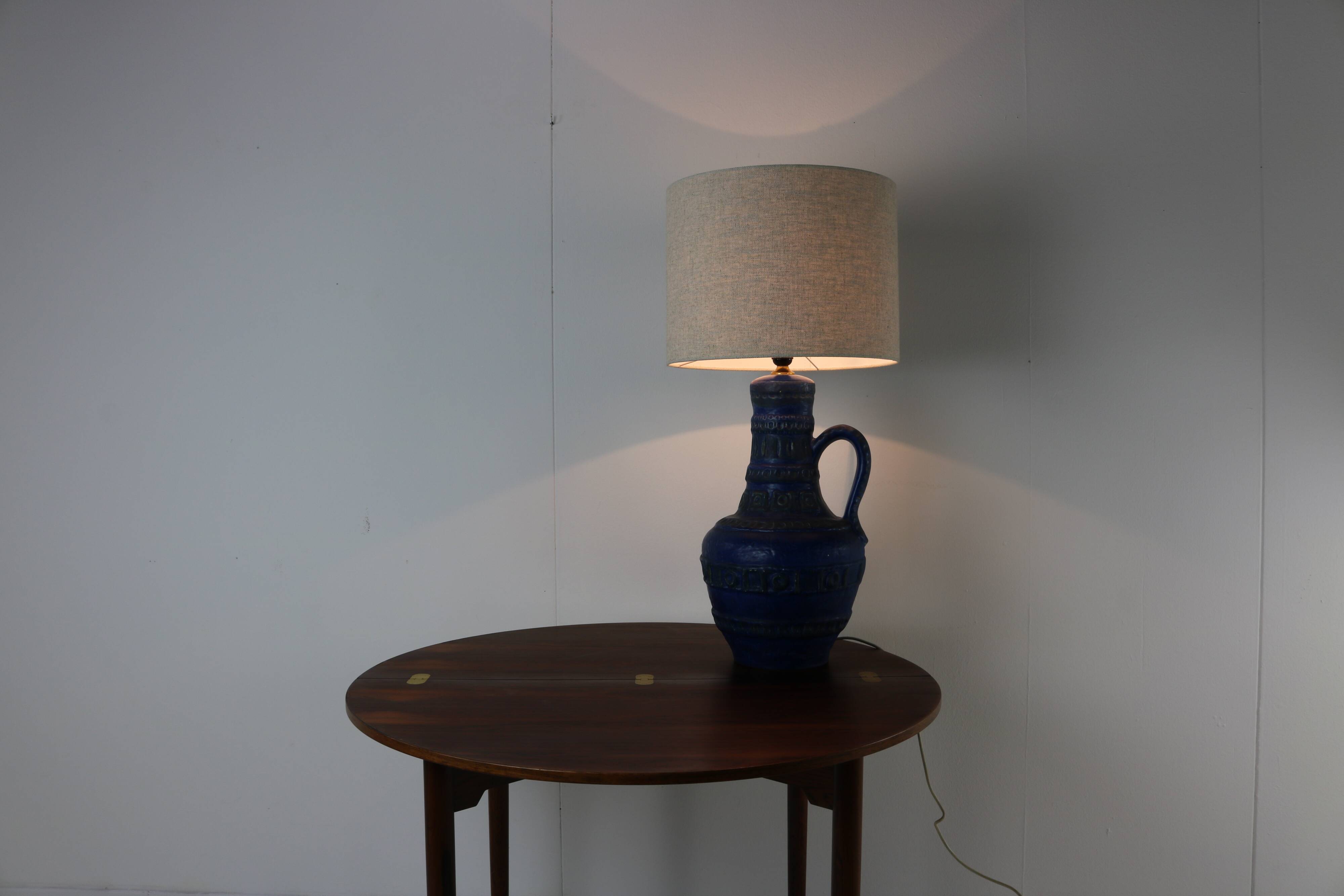 Beautiful sixties blue ceramic floor / table lamp