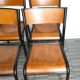 Lot of 4 adult school chairs, wood and black metal