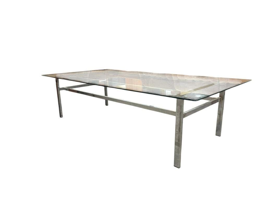 XL vintage coffee table in glass and chrome
