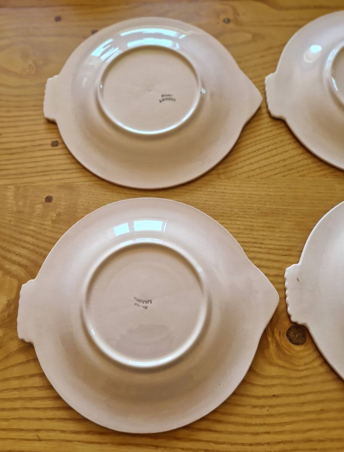 Set of 6 Longwy earthenware fish plates