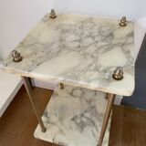 Marble and brass sofa pedestal table