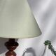 Turned wooden lamp old bluish gray lampshade