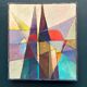Oil on Swedish panel – 'Geometric Composition' by Stellan Widholm – Signed – vintage and framed – 35 × 32 × 5 cm