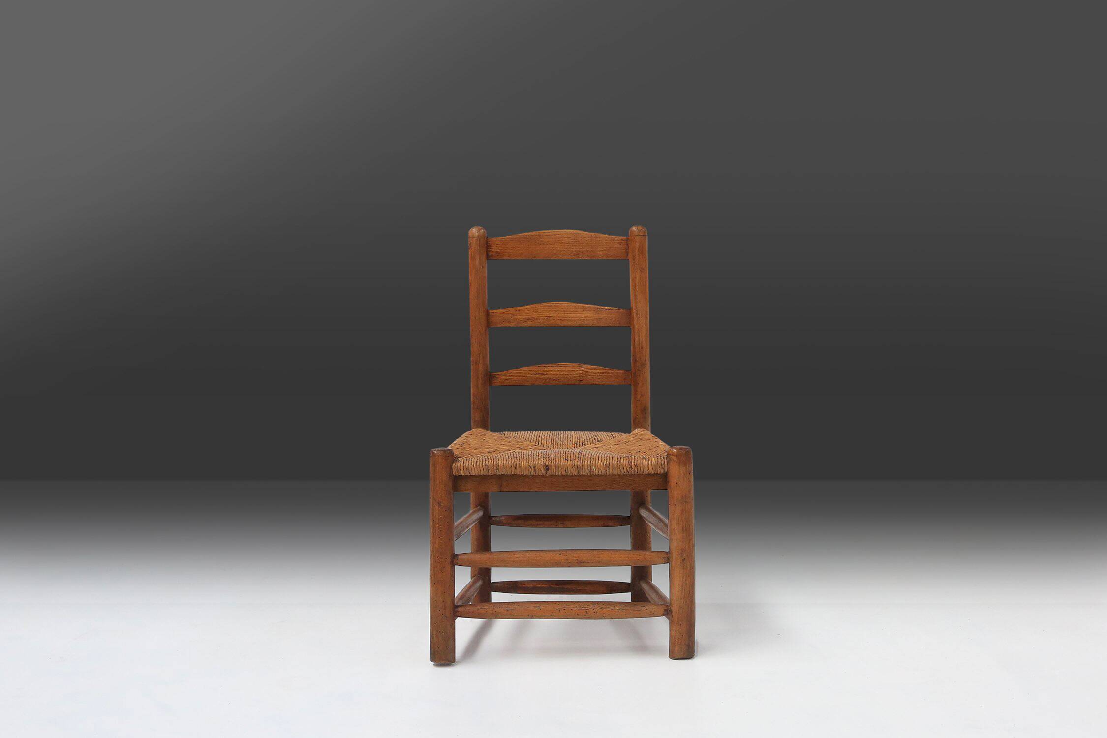 French Wabi-Sabi wood and wicker side Chair, 1850s