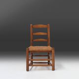 French Wabi-Sabi wood and wicker side Chair, 1850s
