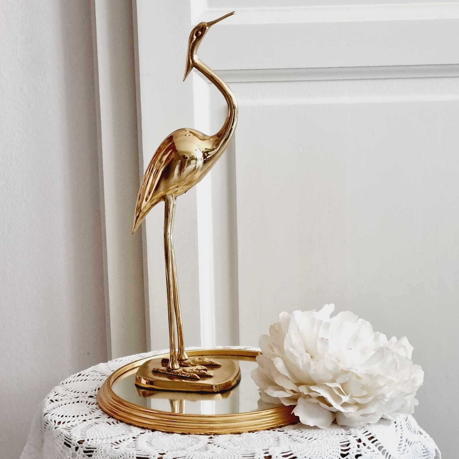 Ibis heron gilded brass