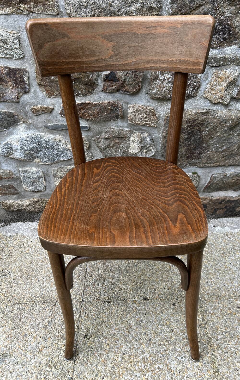 Set of 8 vintage bistro chairs, 50s, 60s, dark oak.