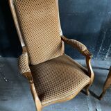 Pair of Voltaire armchairs in wood and fabric