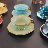 6 tasses et soucoupes porcelaine salins vintage année 50