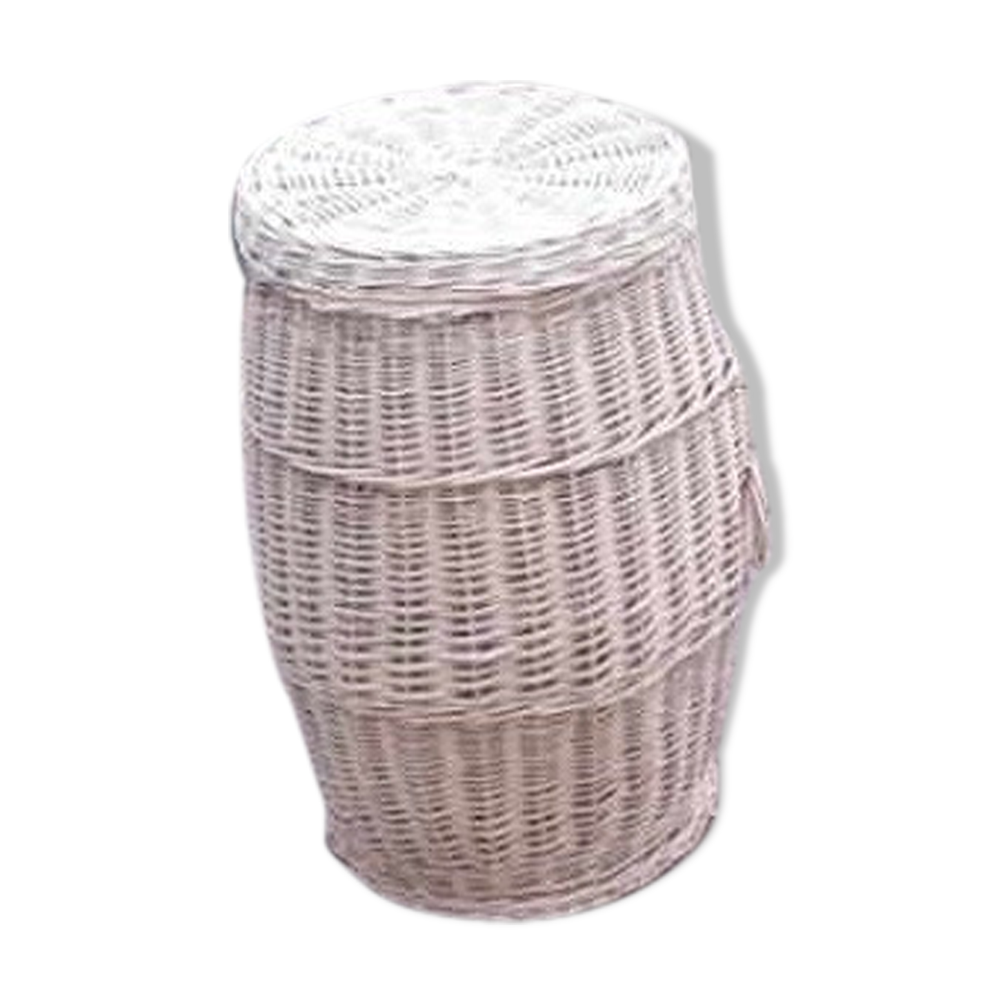 Pan with wicker lid painted white