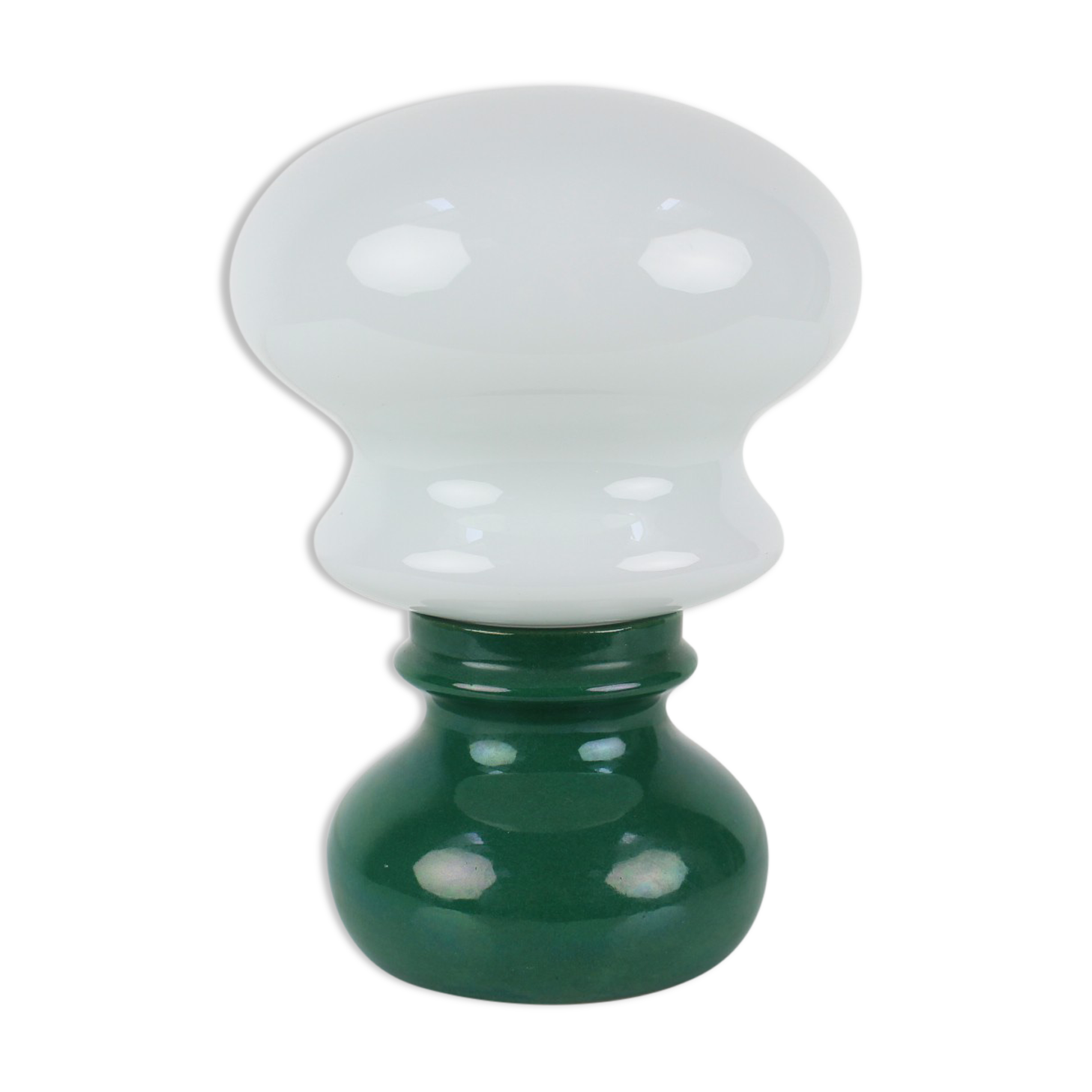 Vintage glass and ceramic table lamp osvetlovaci sklo valasske mezirici, 1970s