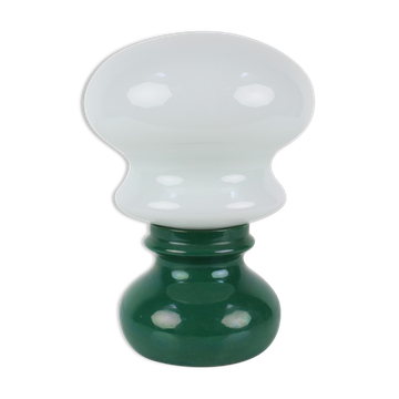 Lampe de table vintage en verre et céramique Osvetlovaci Sklo Valasske Mezirici, années 1970