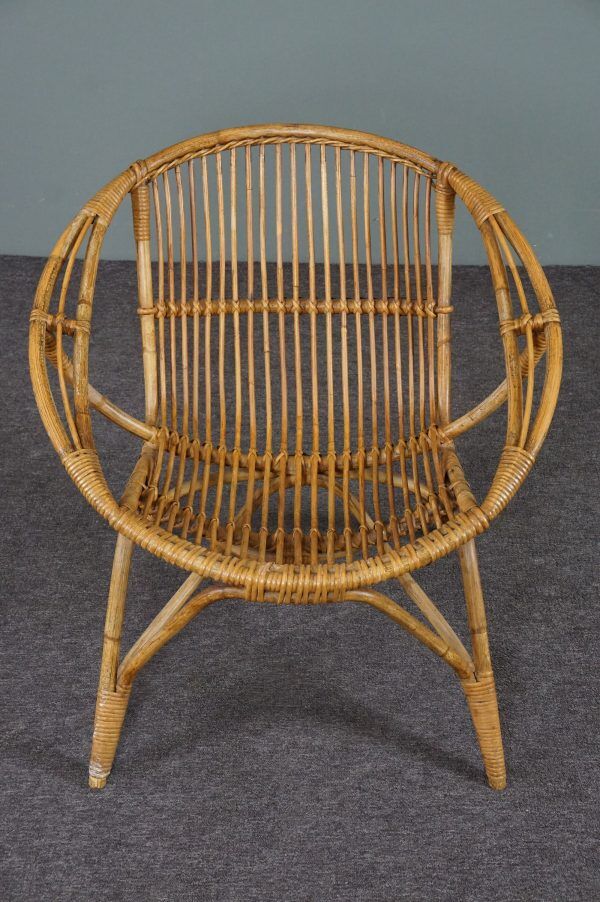 Rattan armchair, Rohé Noordwolde, 1950