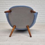 1960s, danish design, reupholstered lounge chair, camira furniture wool fabric, teak