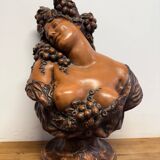 Terracotta sculpture Bust of Bacchus Grapes and vines in the style of
