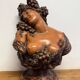 Sculpture en terre cuite, buste Bacchante raisins et vignes