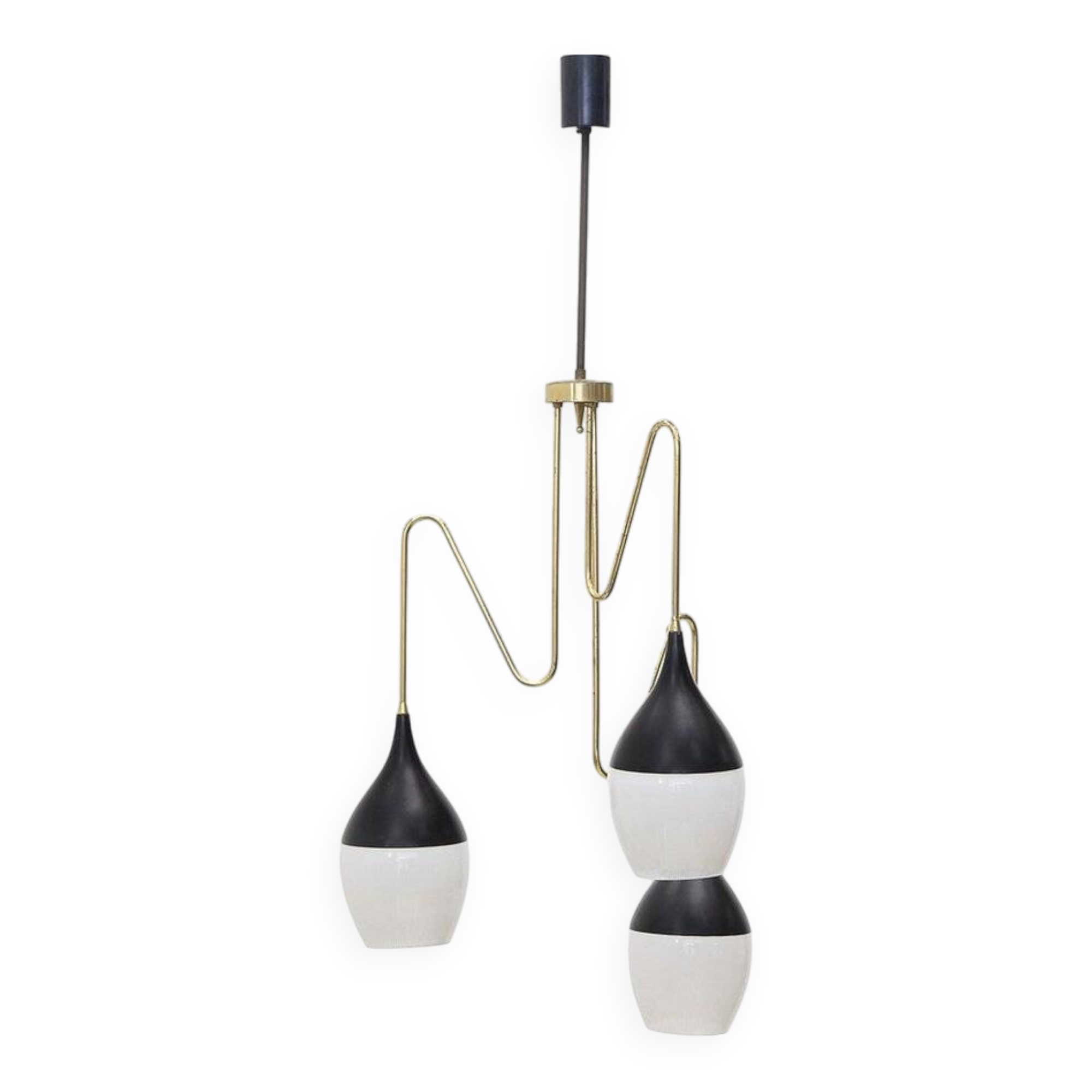 Brass chandelier with 3 pendants, 1950s