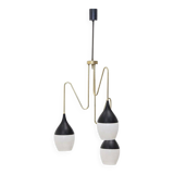 Brass chandelier with 3 pendants, 1950s