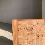 Decorative wooden top with checkerboard effect