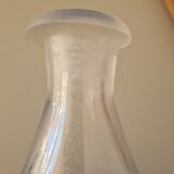 Conical glass vase/carafe blown with a blue spiral decoration.