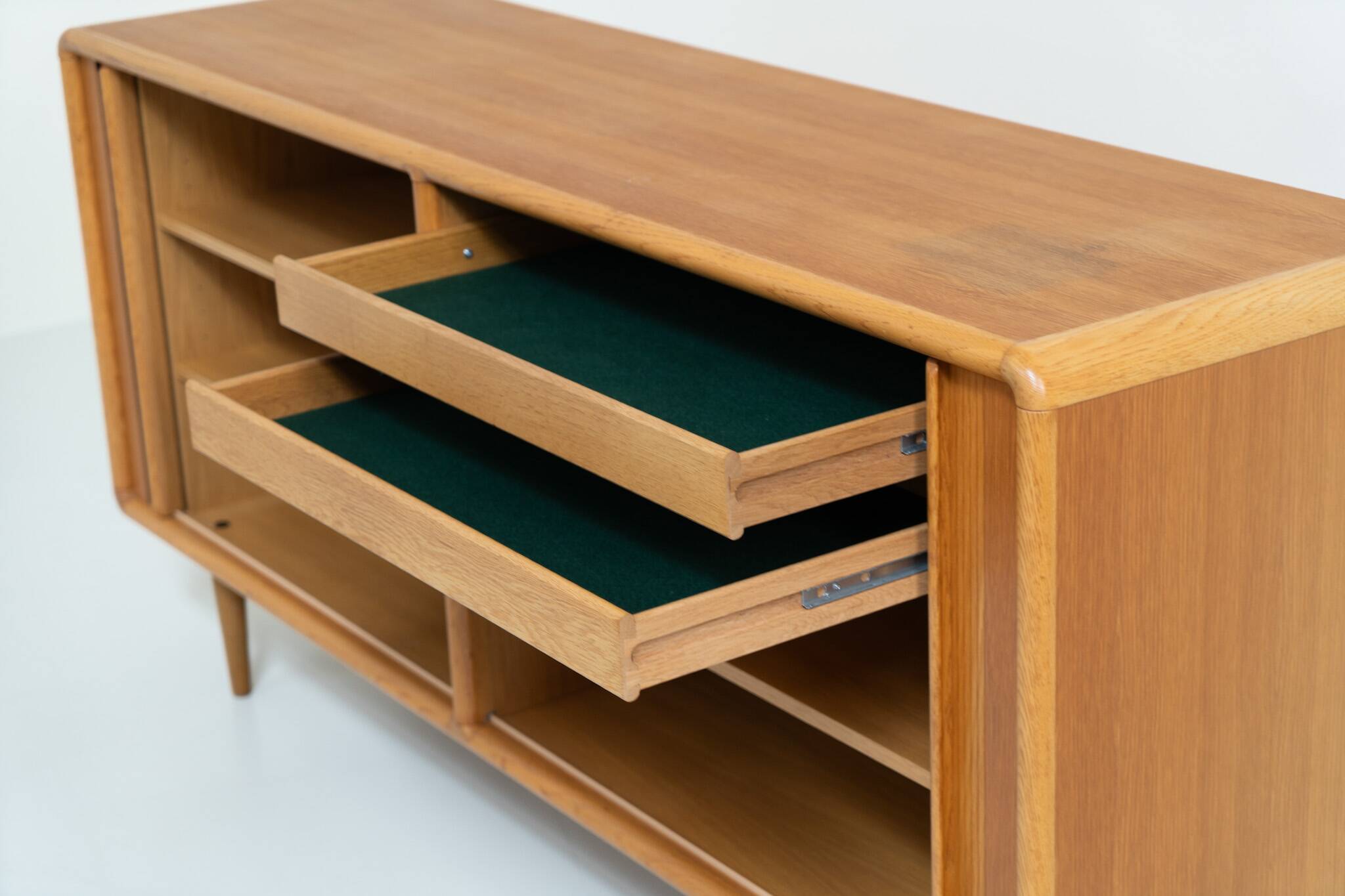 Oak sideboard with tambour doors by Kibaek Møbelfabrik