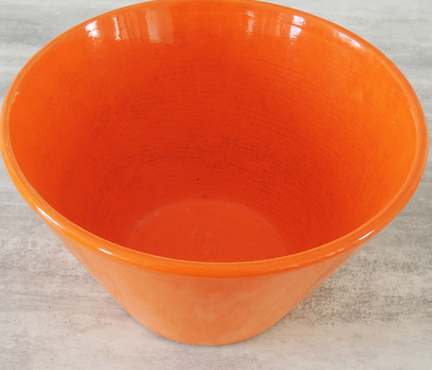 Orange earthenware salad bowl MBFA Pornic