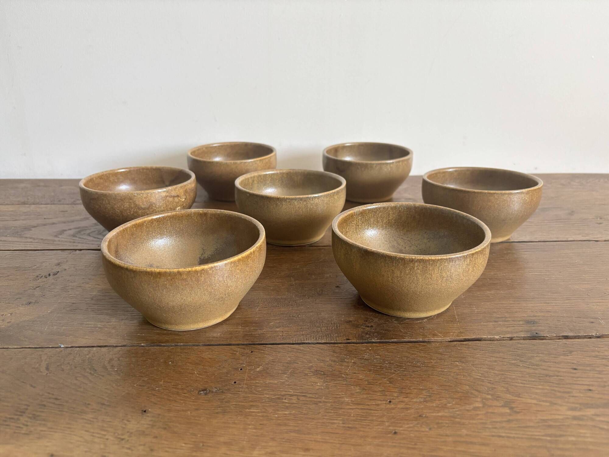 Set of 7 brown stoneware bowls from Digoin.
