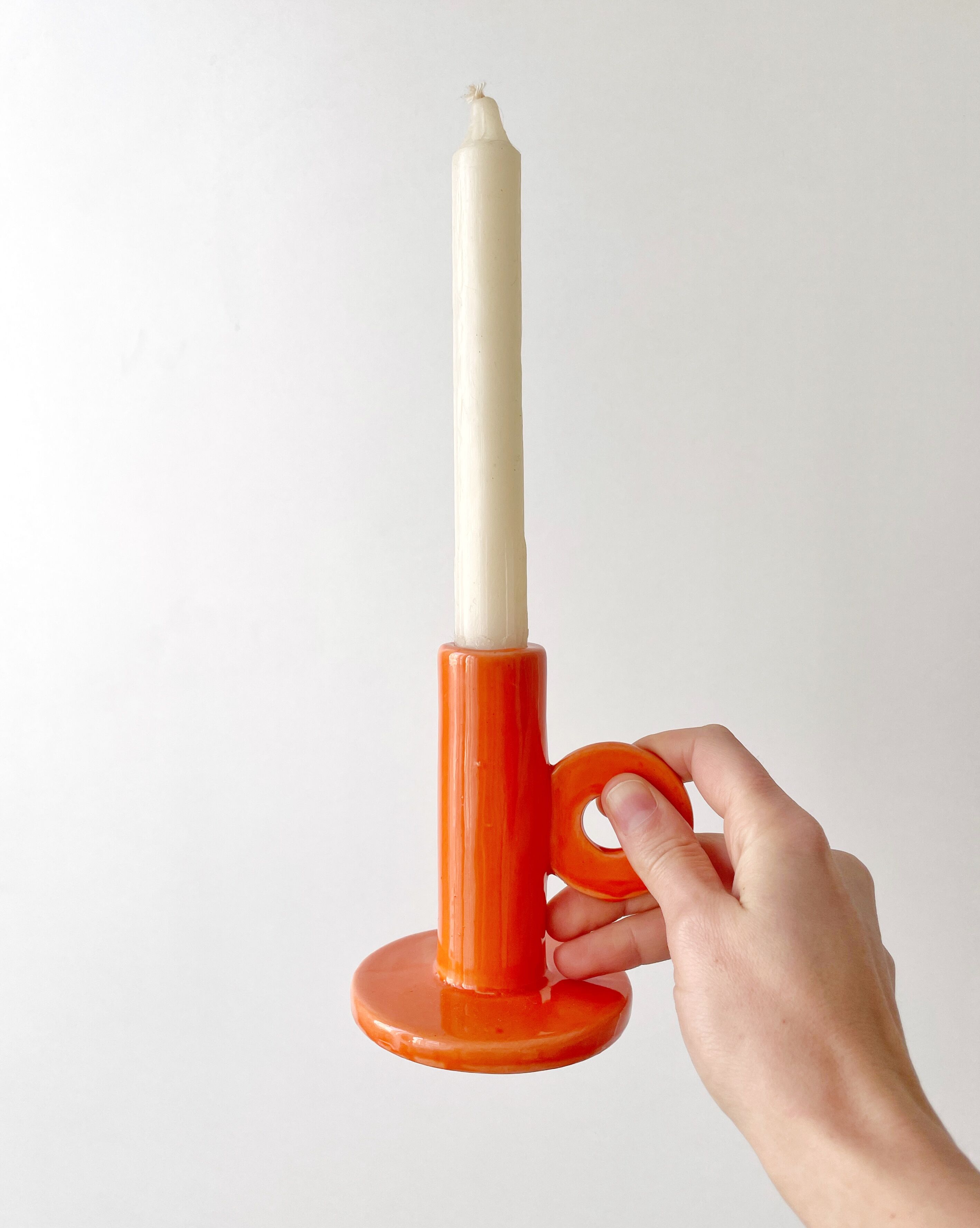 Varnished ceramic candle holder