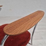 Fauteuil danois des années 1960, état d'origine, accoudoirs en bois de teck, acier chromé.