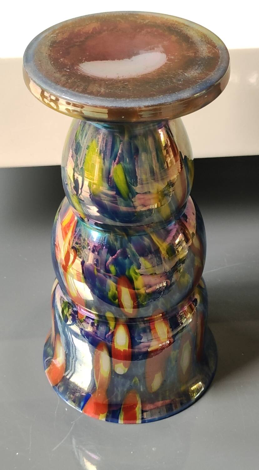 Boho chic iridescent/Iridescent vase. Millefiori. Wilhelm Kralik