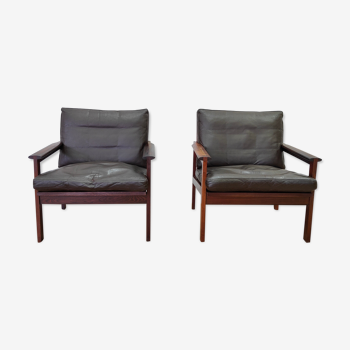 Two rosewood armchairs