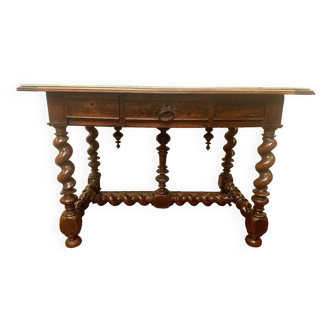 Louis XIII desk table in carved walnut 19th century