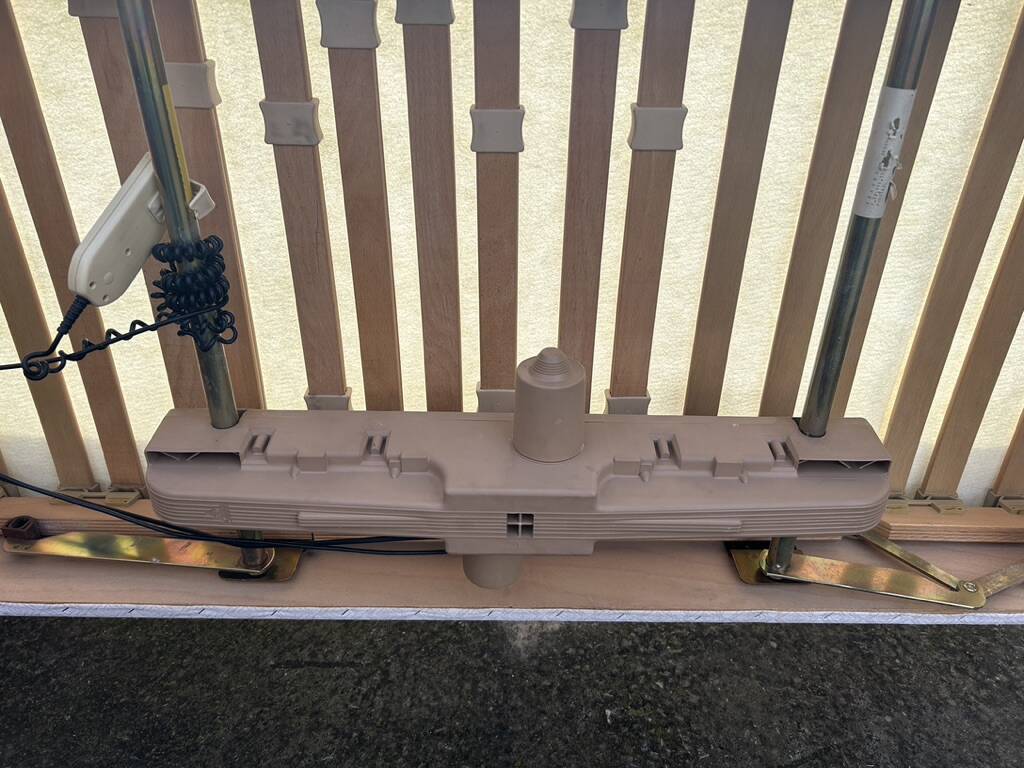 Electric double bed, varnished wood, vintage, 1960s