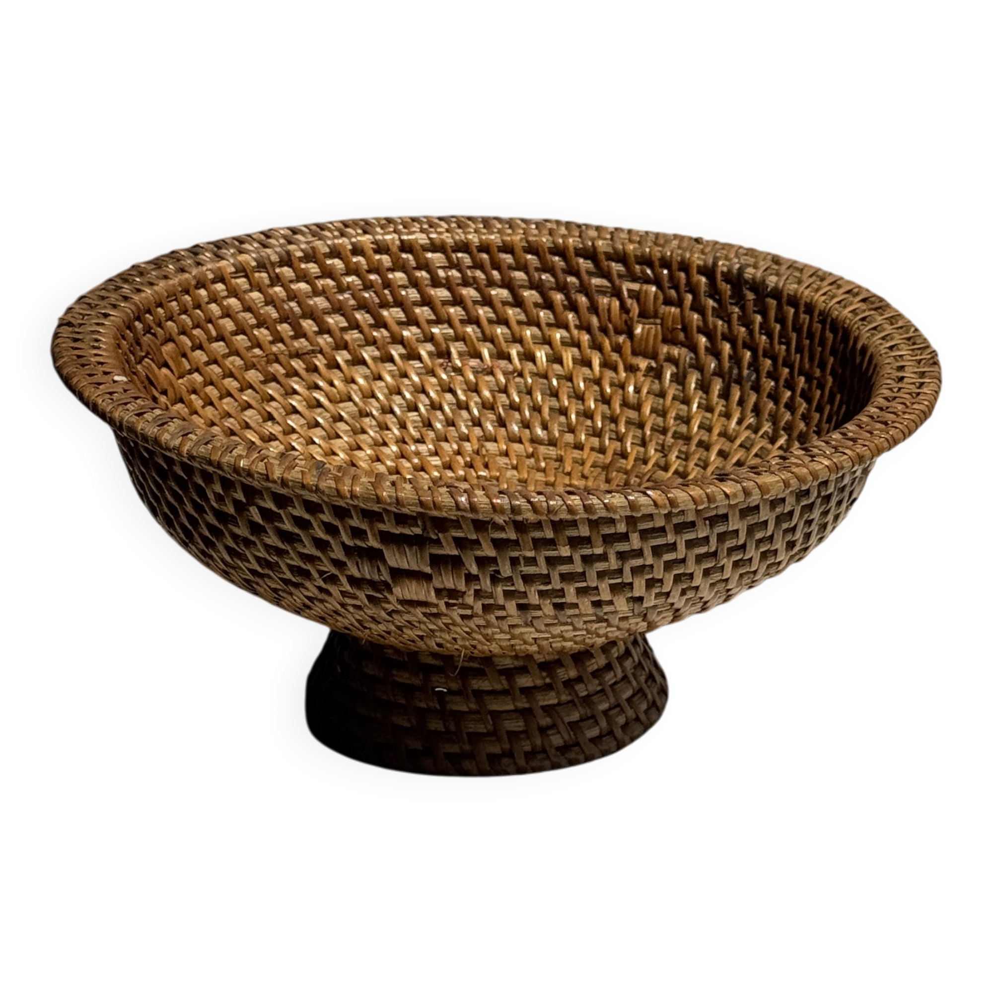 Small bowl on a pedestal made of woven Indonesian rattan D18 H9