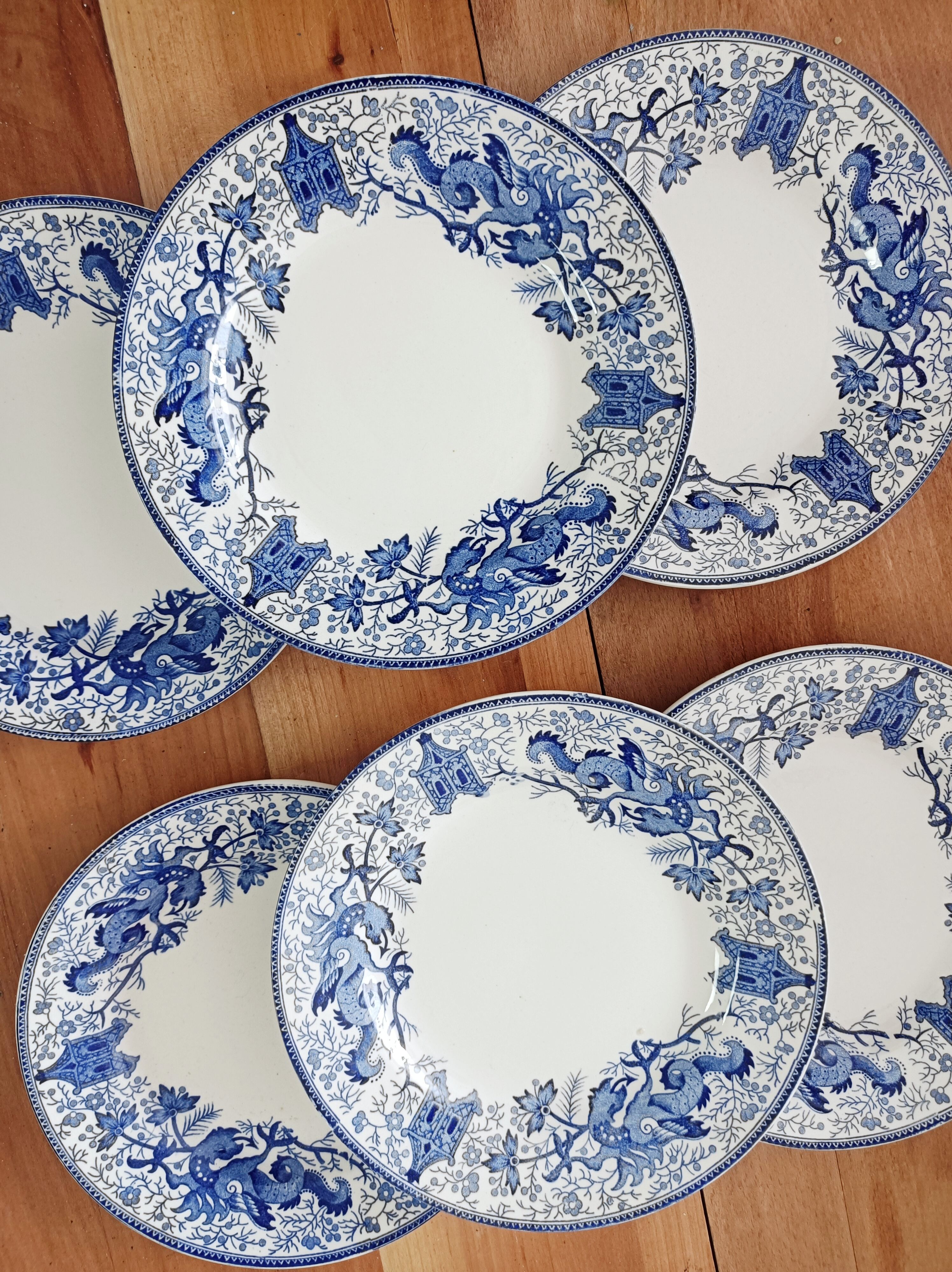 Set of 6 Boch Dragon dessert plates