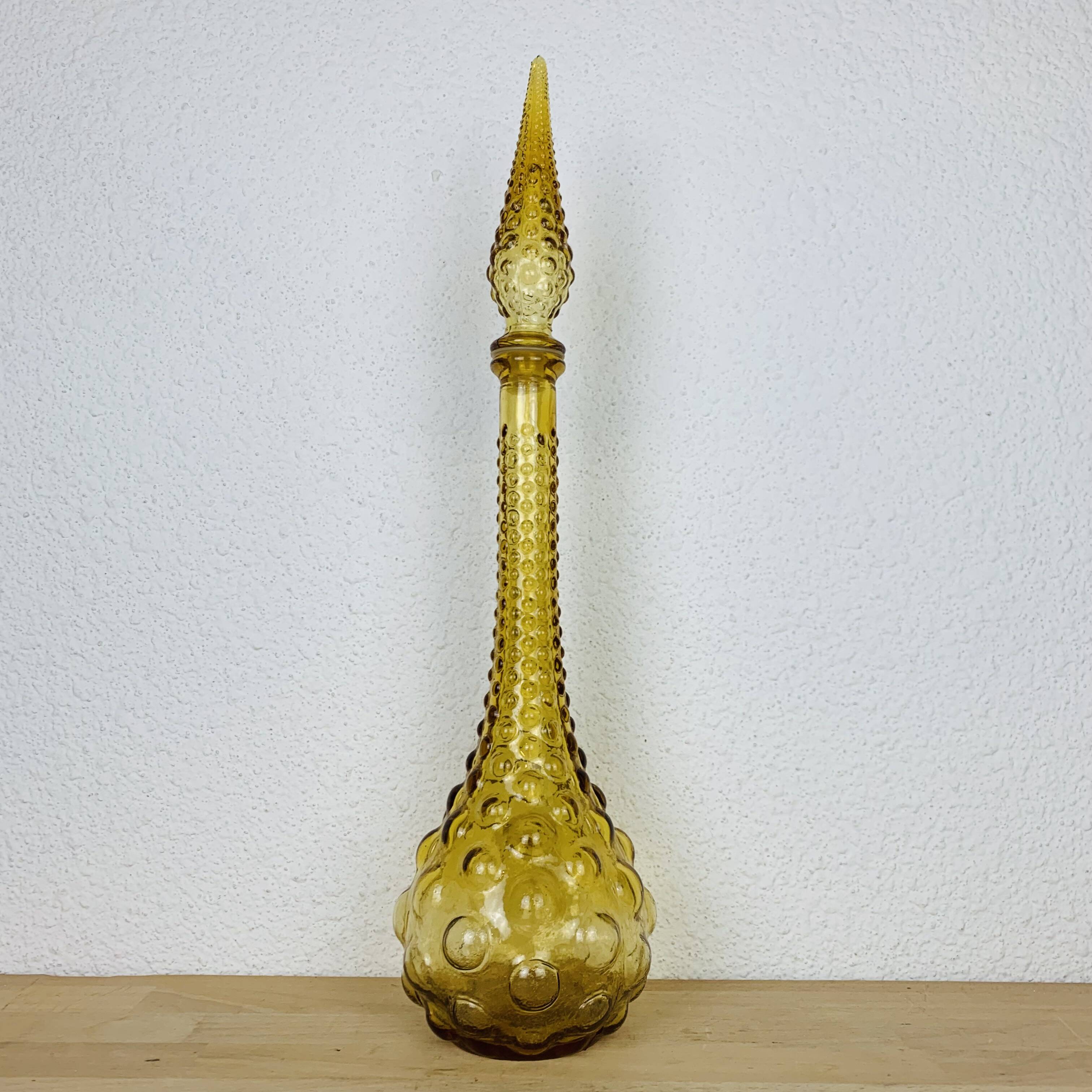 Carafe Empoli Italian bottle yellow glass, vintage