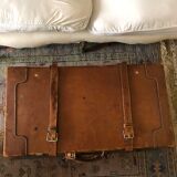 Former leather trunk with Louis Vuitton label holder