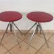 German red leather swivel filigree rotating height adjusting stools by Hailo 1960s, Set of 2