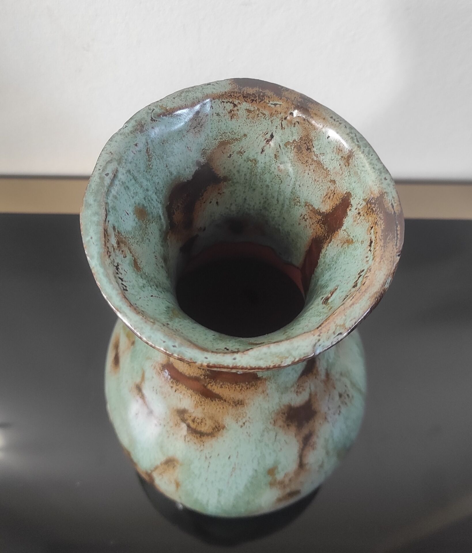 Vase balustre vintage en céramique émaillée